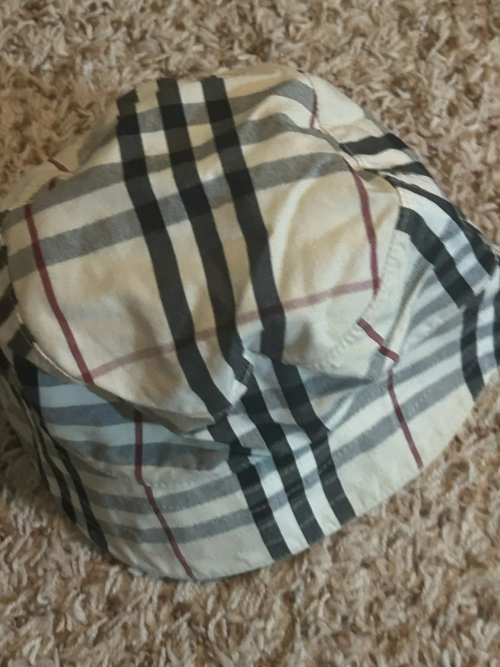 Infant Toddler Vintage Burberry Beige Plaid Bucket Hat